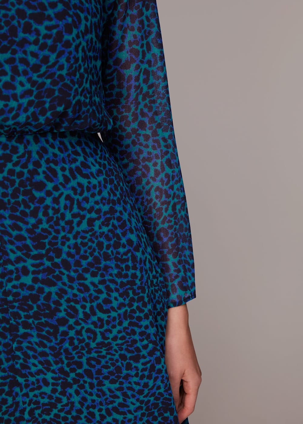 Teal Multi Forest Leopard Carlotta Dress WHISTLES Whistles US