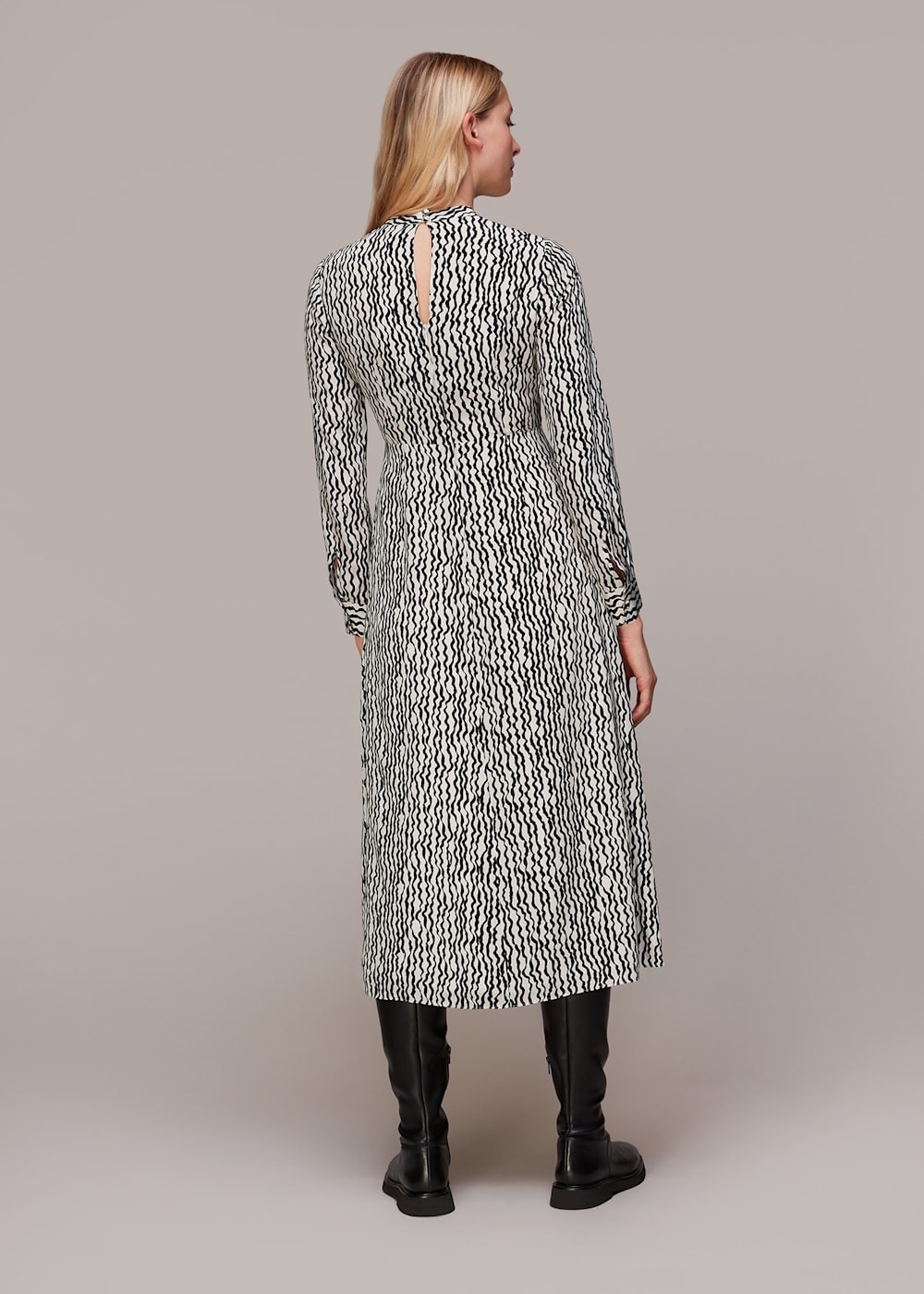 Ivory Multi Wiggle Print Silk Midi Dress WHISTLES Whistles UK