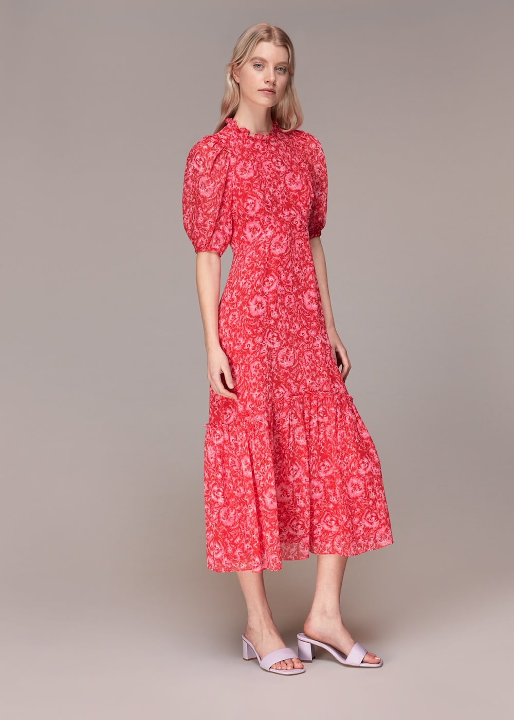 Pink and red midi dress store