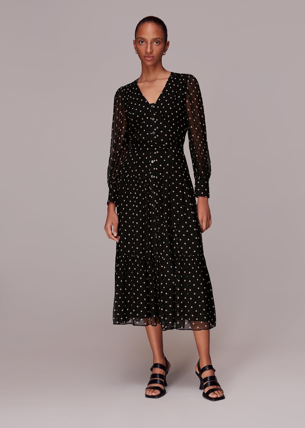 Whistles textured belted midi dress sale