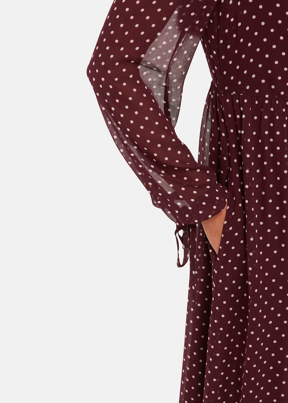 Burgundy Multi Spot Print Trapeze Midi Dress WHISTLES Whistles UK