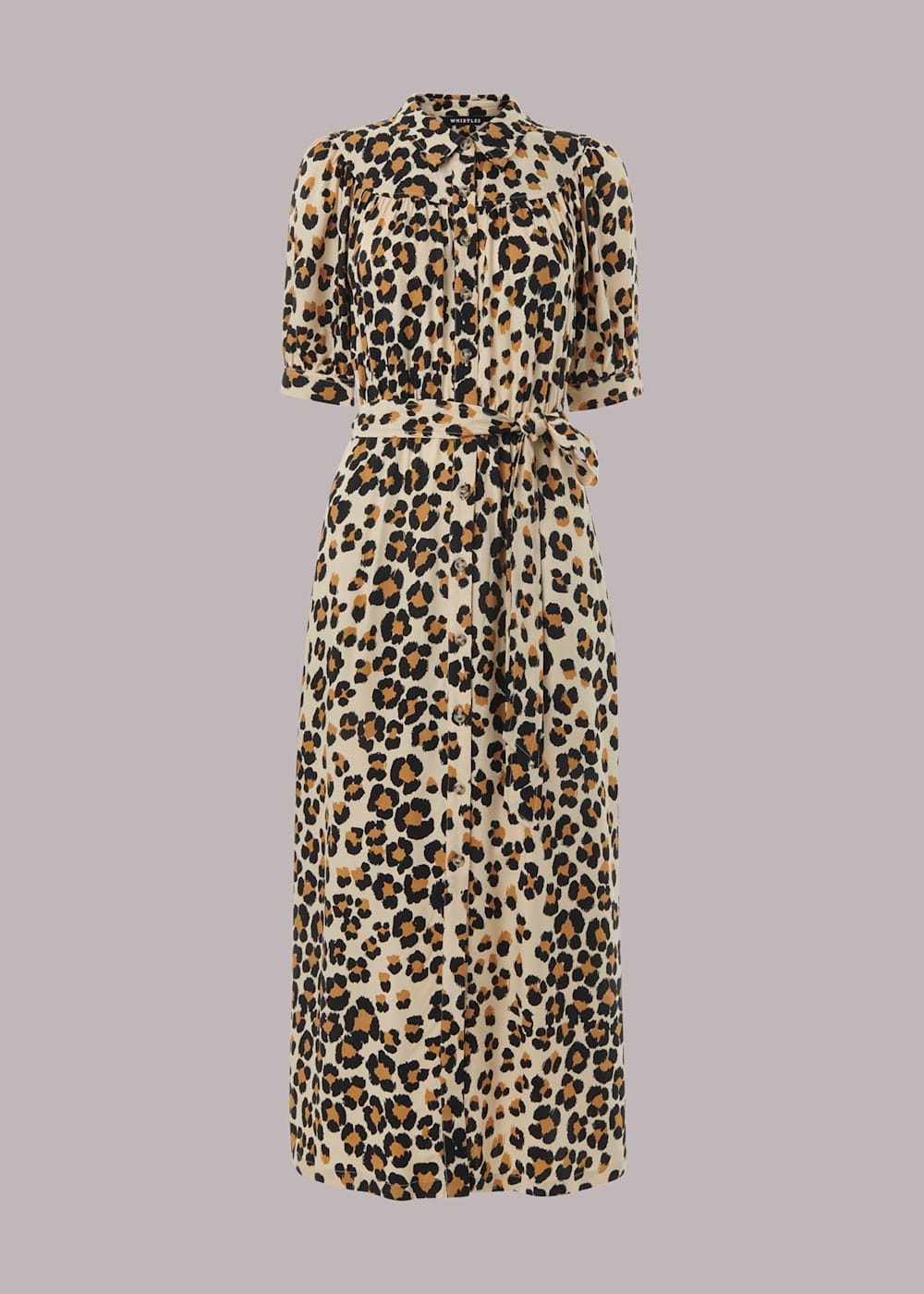 Whistles Painted Leopard Midi Dress Multi