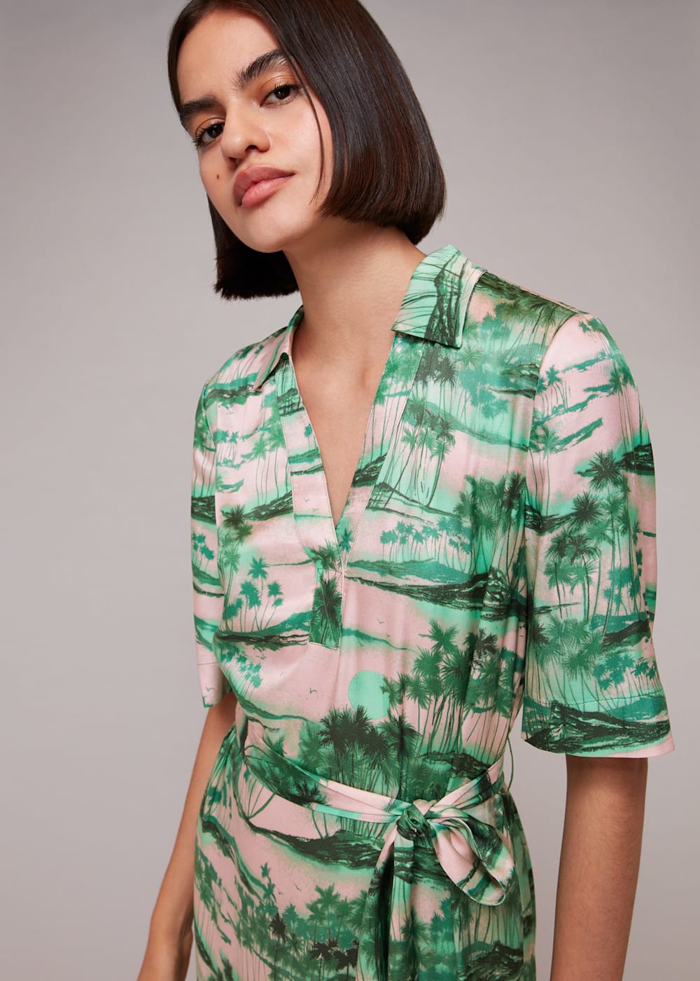 Whistles palm print shirt dress deals