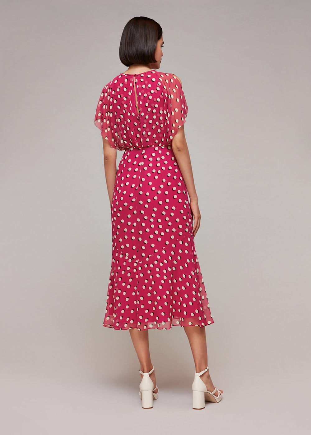 Pink Multi Moon Spot Print Midi Dress WHISTLES Whistles UK