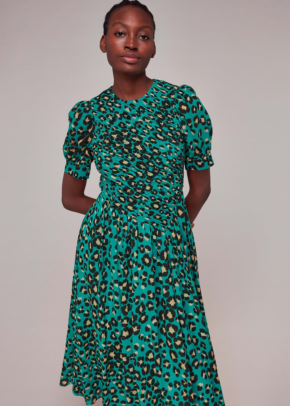 Green leopard print dress new arrivals