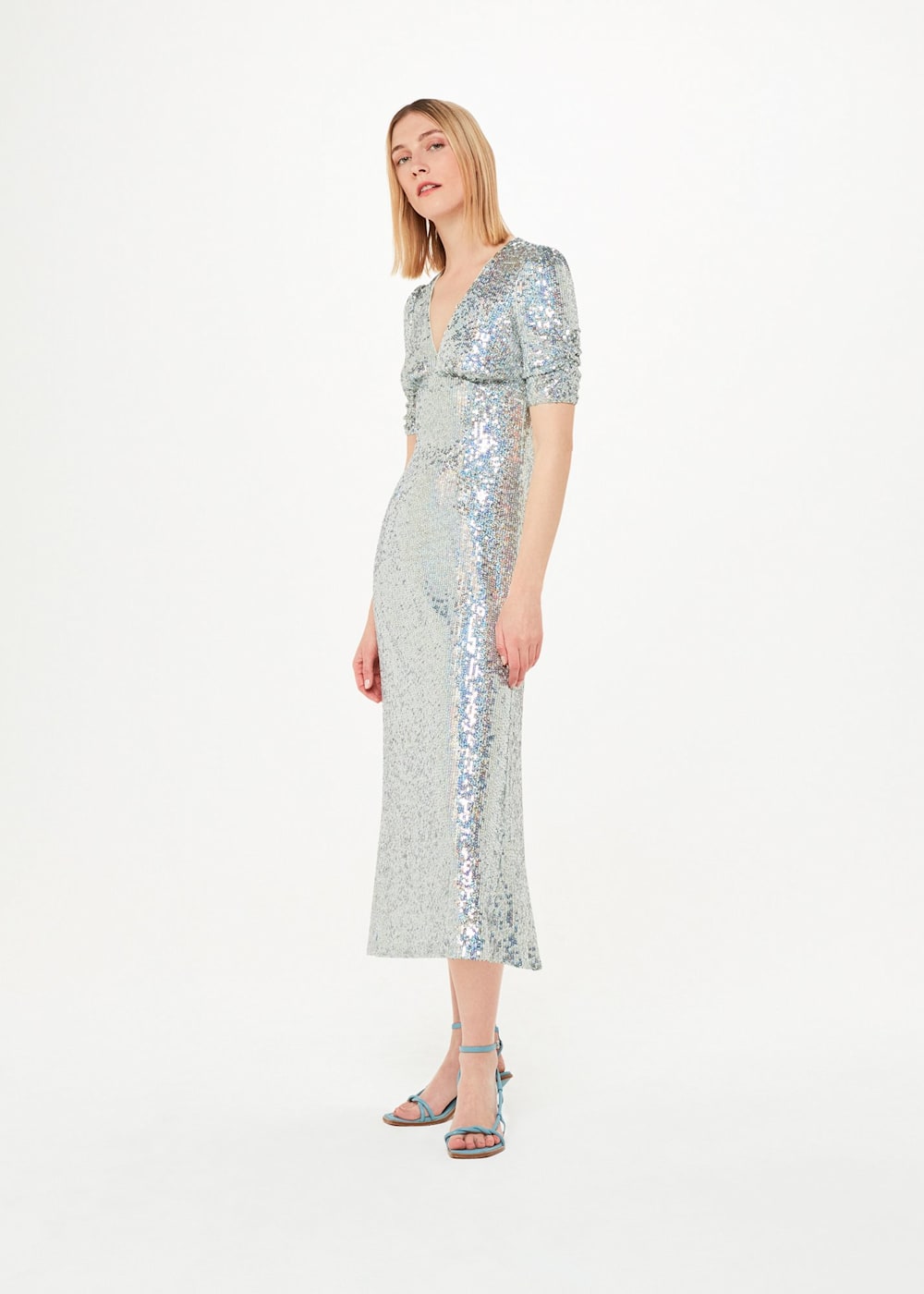 Silver sequin dress midi hotsell