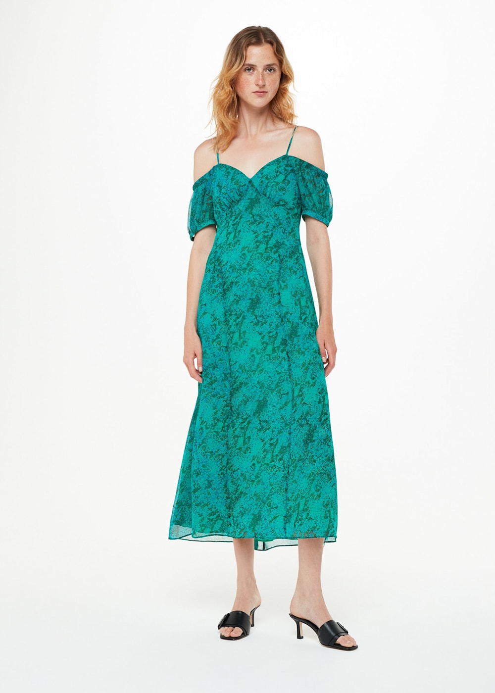 Teal Multi Diagonal Snake Bardot Dress WHISTLES Whistles US