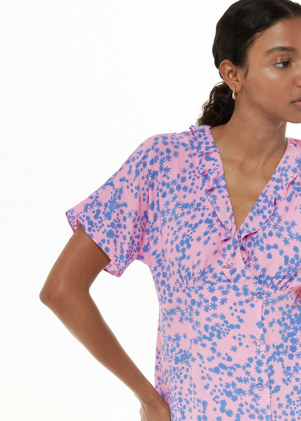 Pink Multi Dandelion Floral Midi Dress WHISTLES Whistles UK