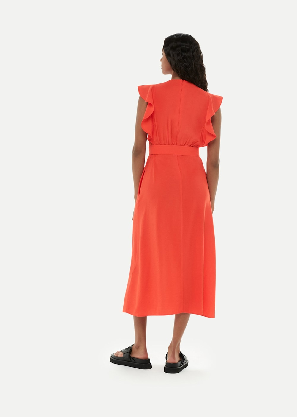 Frill sleeve midi dress new arrivals