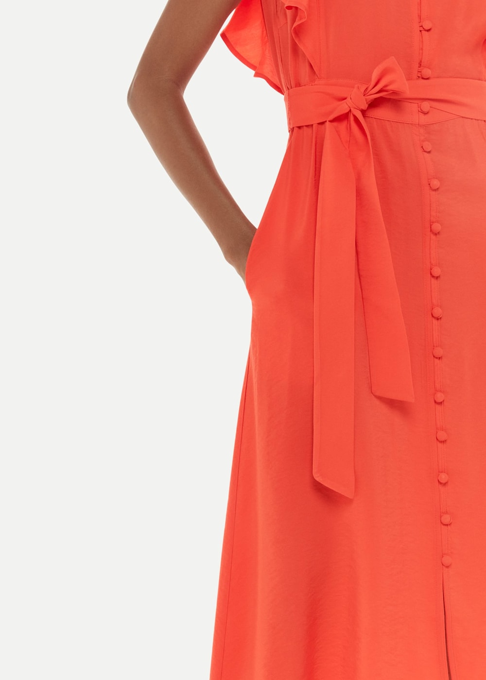 Red frill midi dress on sale