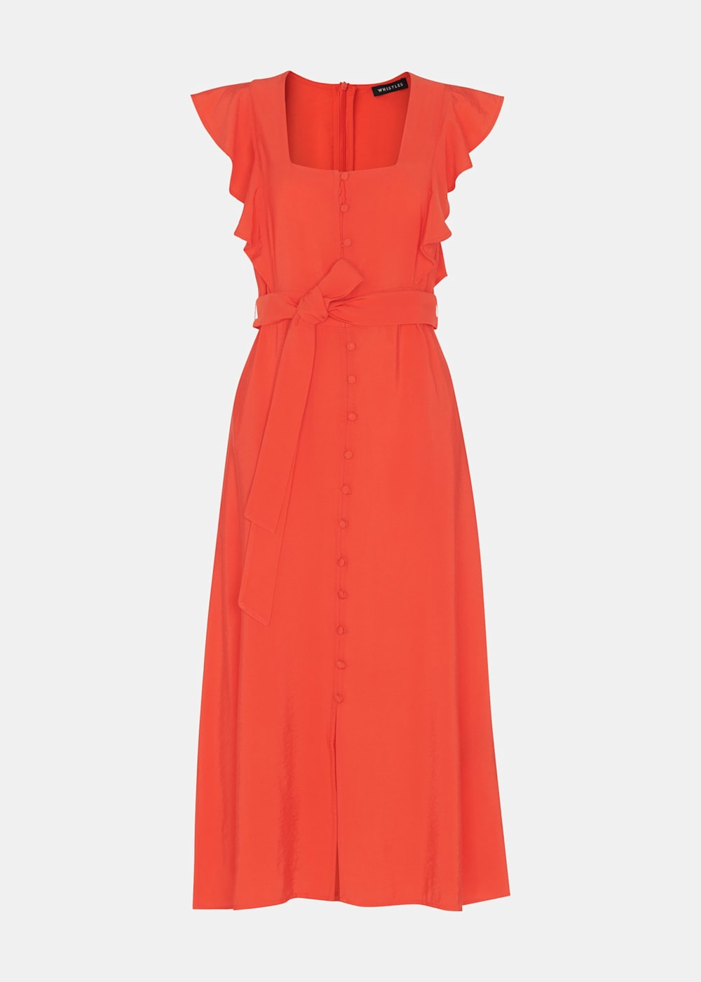Red frill midi dress discount