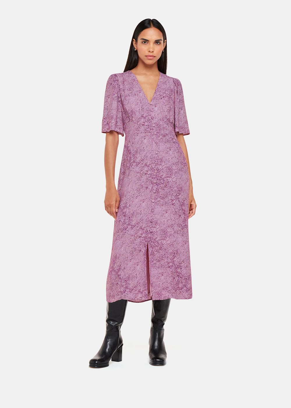 Pink Multi Diagonal Snake Midi Dress WHISTLES Whistles ROW