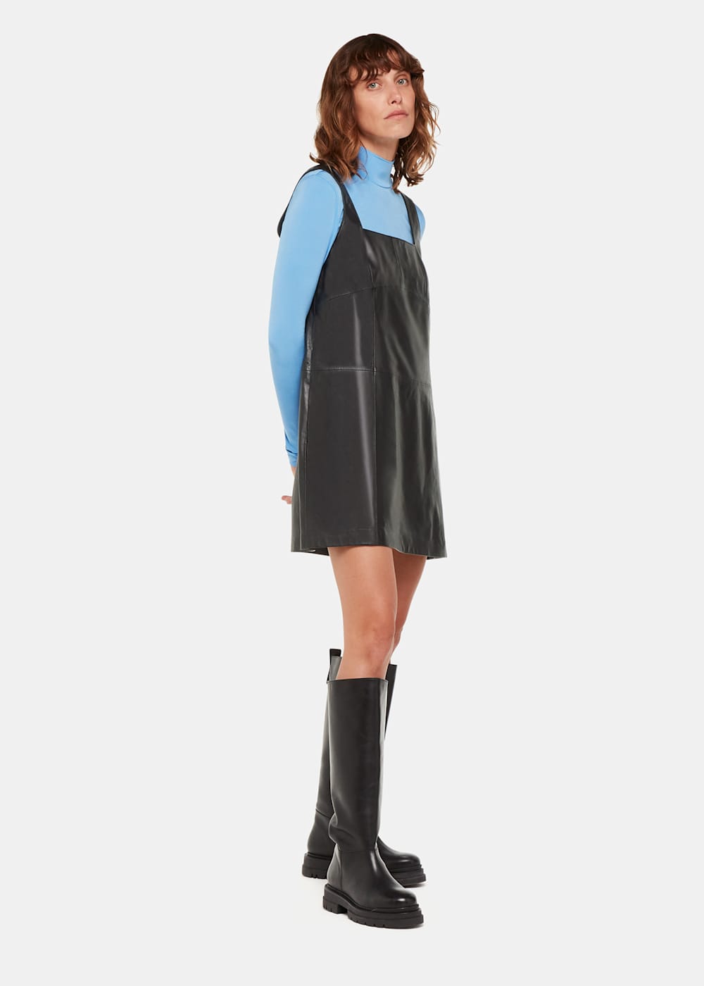 Leather pinny dress discount