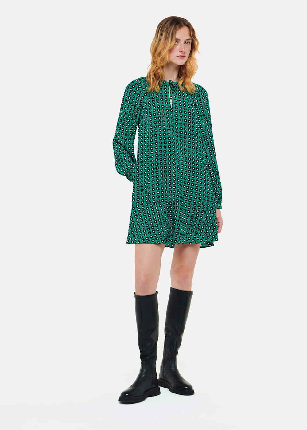 Green Multi Floral Dot Flippy Dress WHISTLES Whistles US
