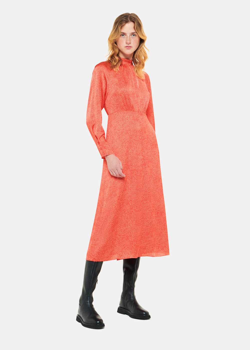 Red Multi Pebble Spot Print Midi Dress WHISTLES Whistles ROW