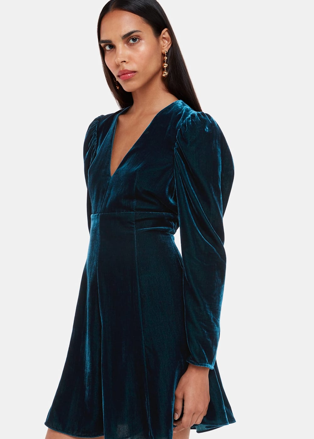 Whistles blue velvet dress shop