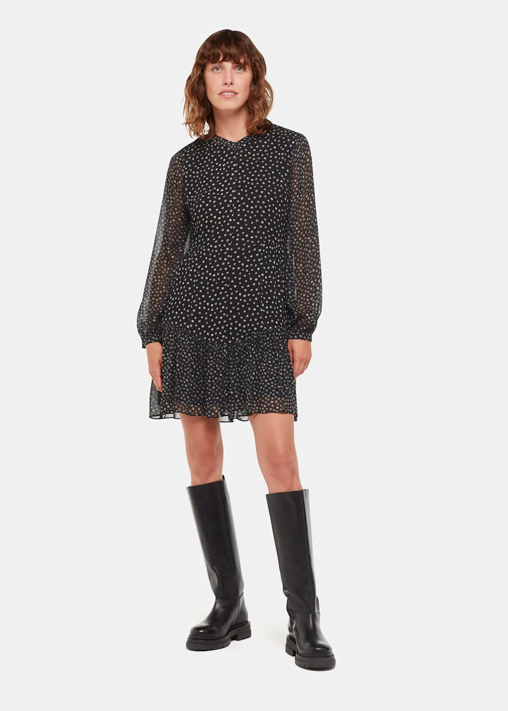 Polka dot dress with boots new arrivals