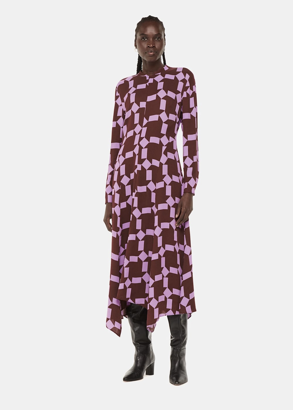 Purple check dress shop
