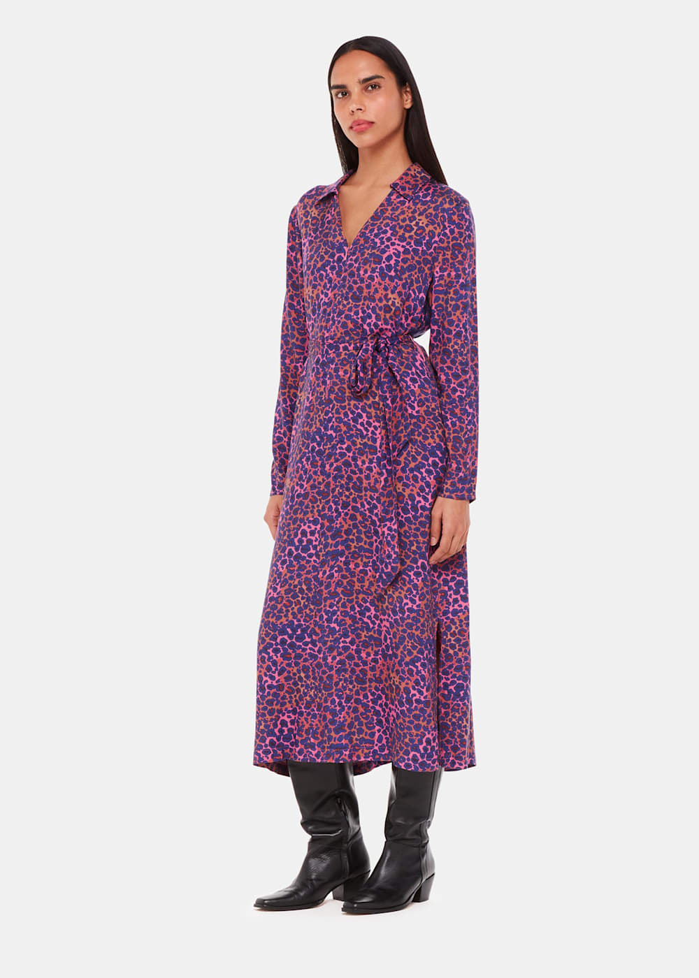 Pink leopard midi dress store