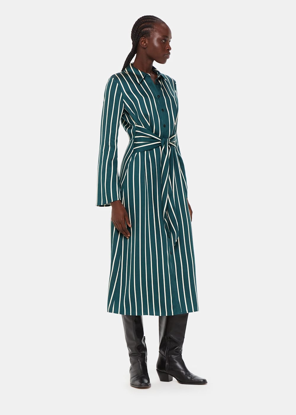 Black and green striped dress discount