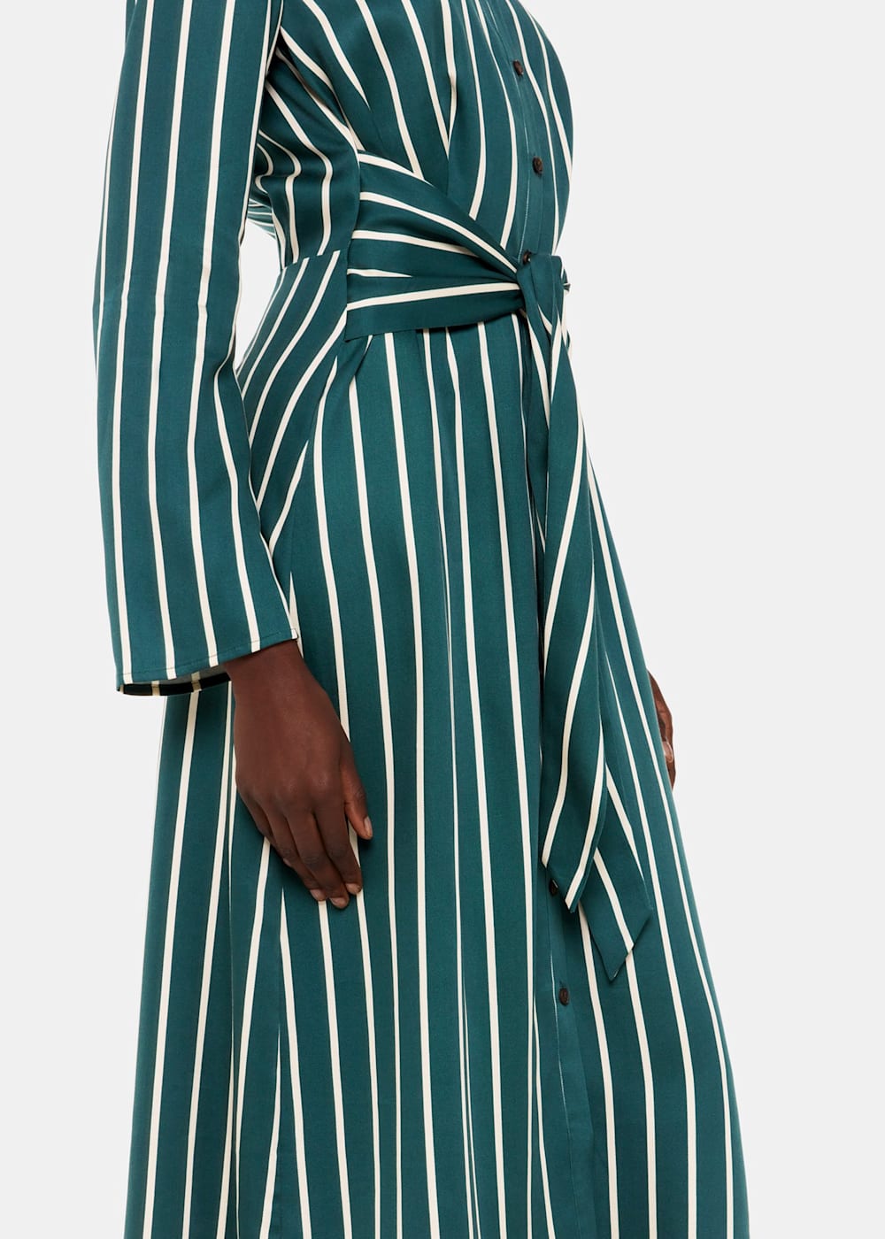 Green/Multi Alex Stripe Shirt Dress | WHISTLES | Whistles US |
