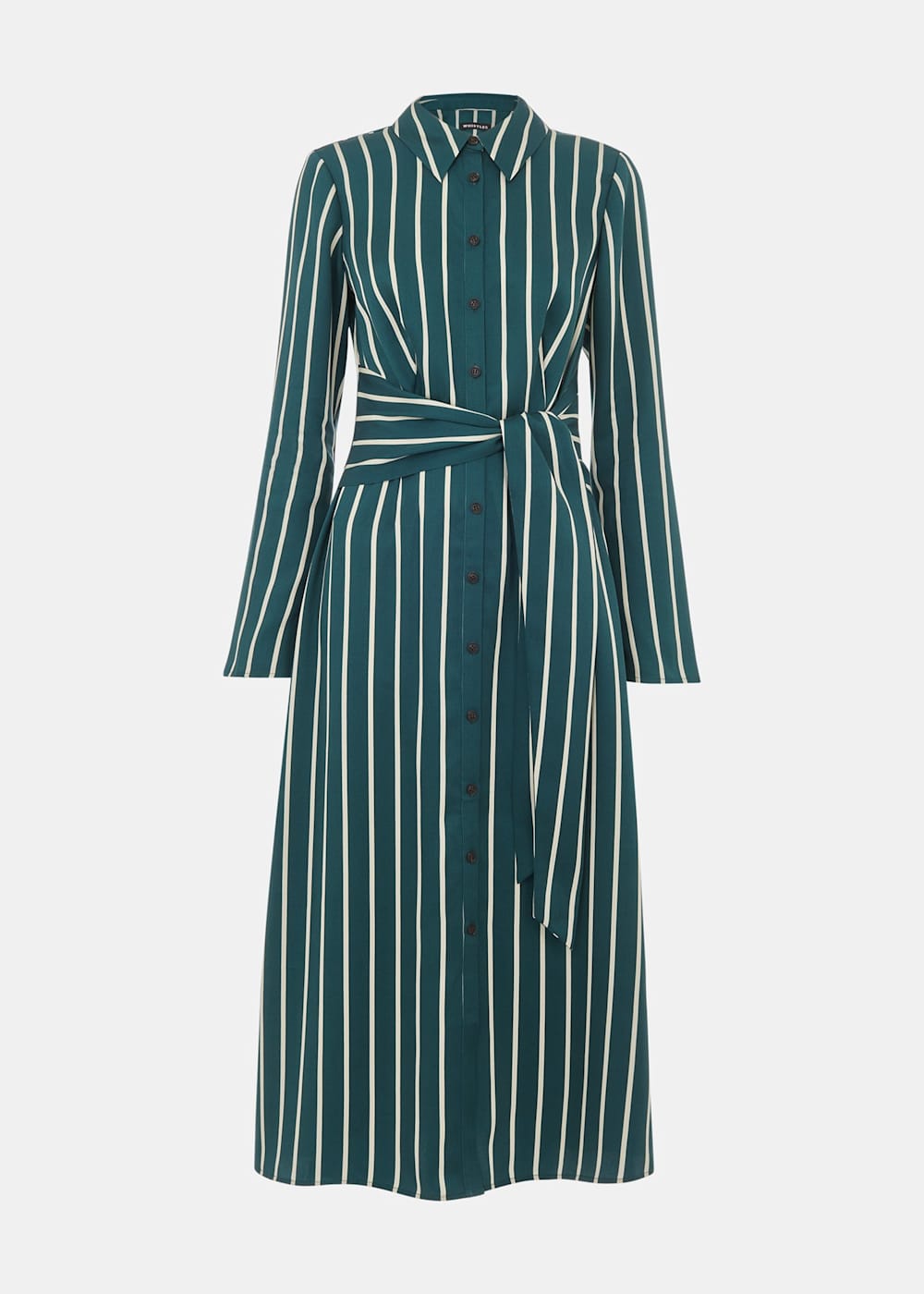 Green Multi Alex Stripe Shirt Dress WHISTLES Whistles UK