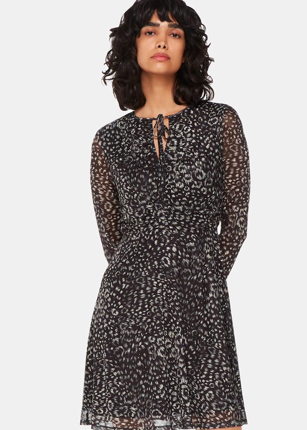 Warehouse leopard print flippy dress cheap
