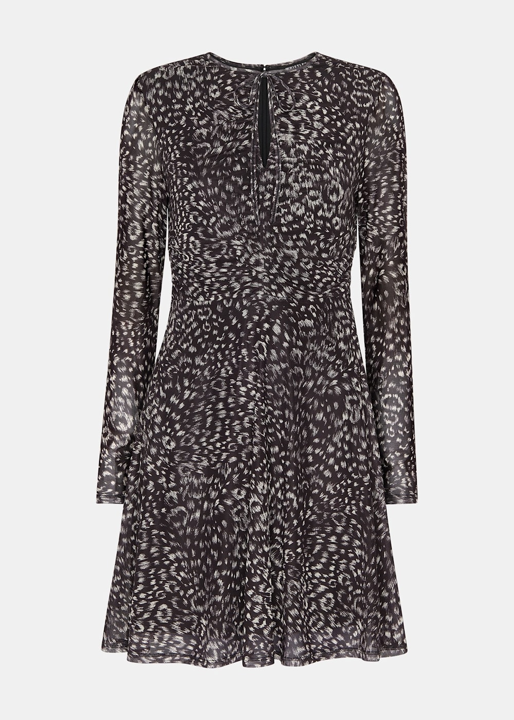 Black Multi Feather Leopard Flippy Dress WHISTLES Whistles UK