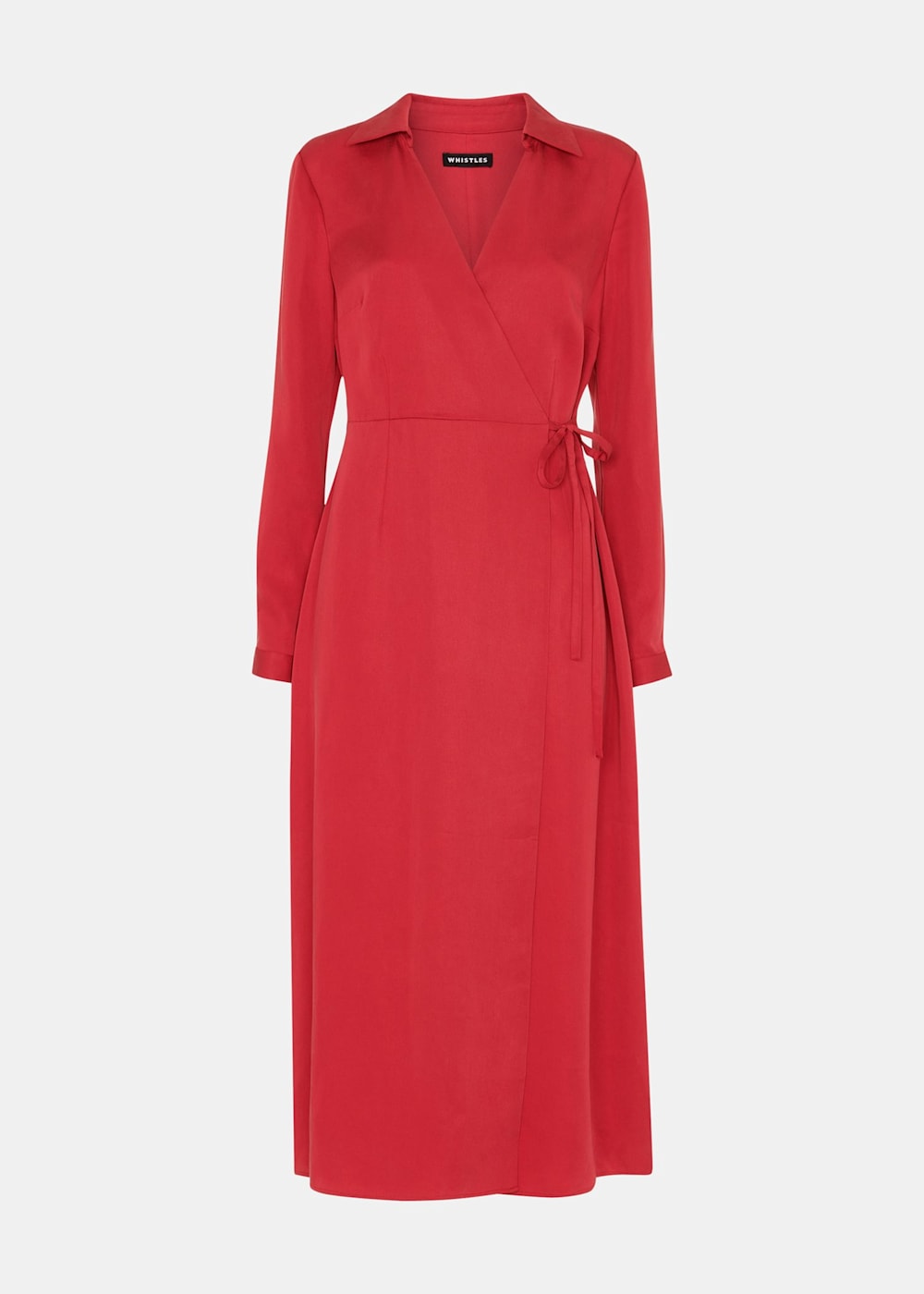 Whistles Elodie Tie Wrap Midi Dress Cranberry Size 2