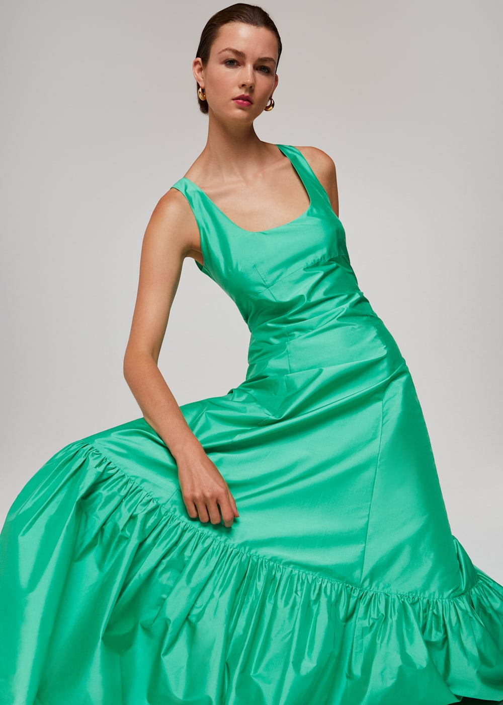 Green Taffeta Silk Blend Maxi Dress | WHISTLES | Whistles UK | Green Taffeta Silk Blend Maxi Dress | WHISTLES | Whistles UK |