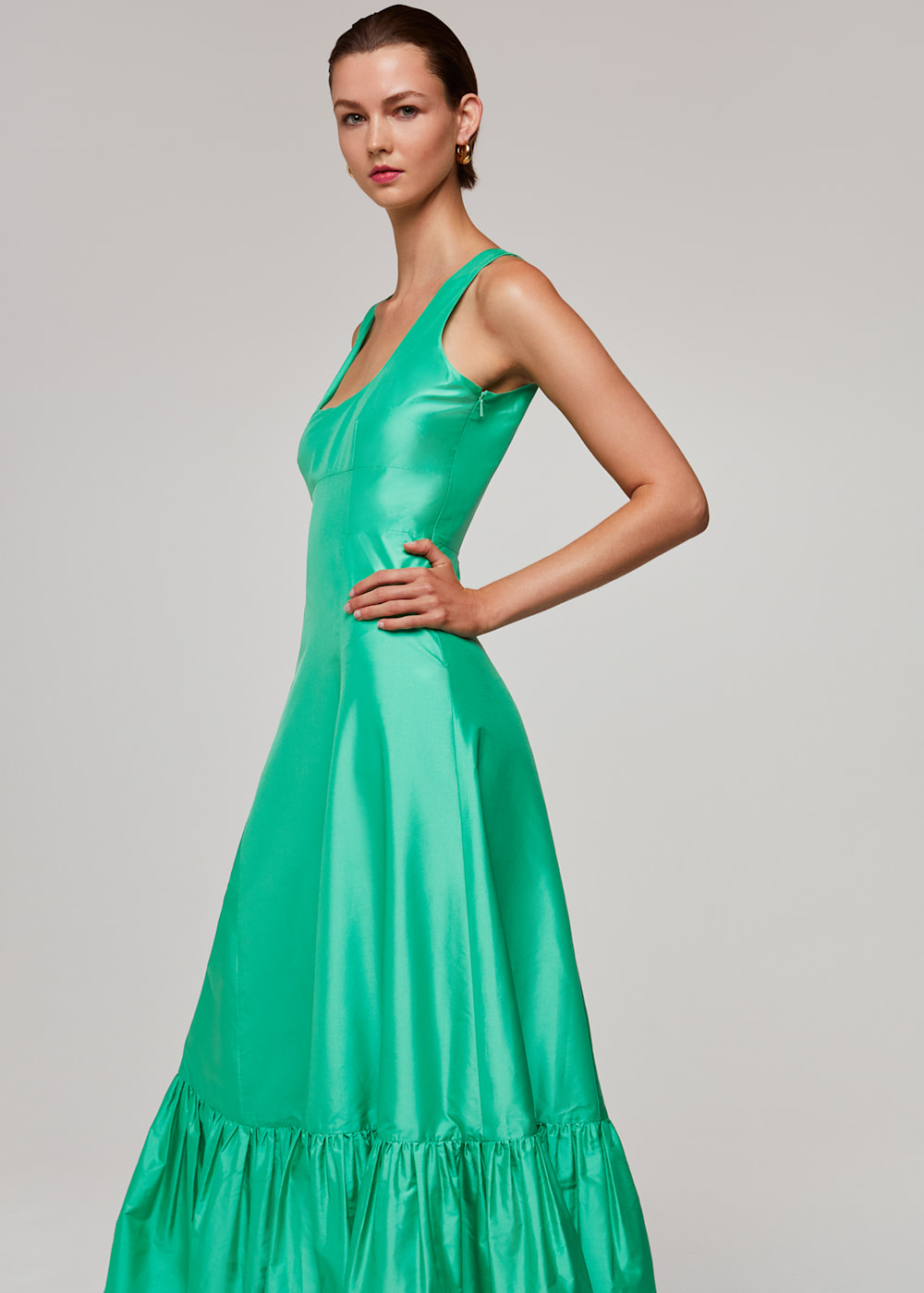 Green silk maxi dress online