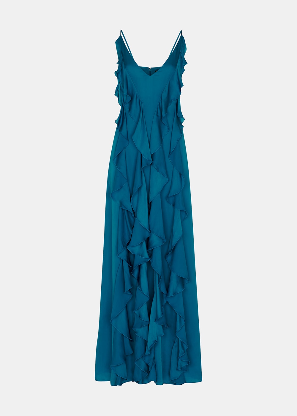Pleated ruffle maxi dress outlet