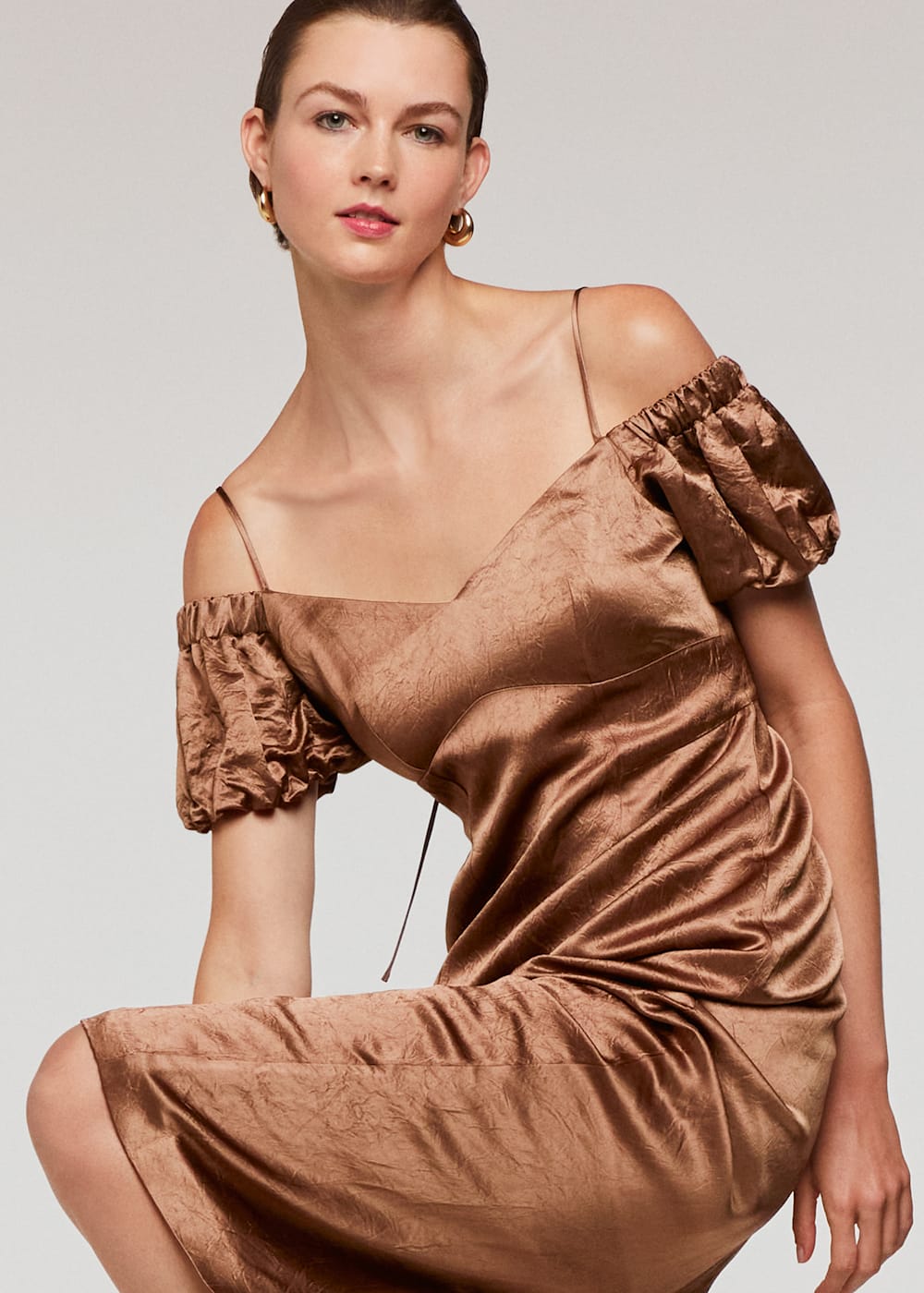 Bronze silk dress best sale