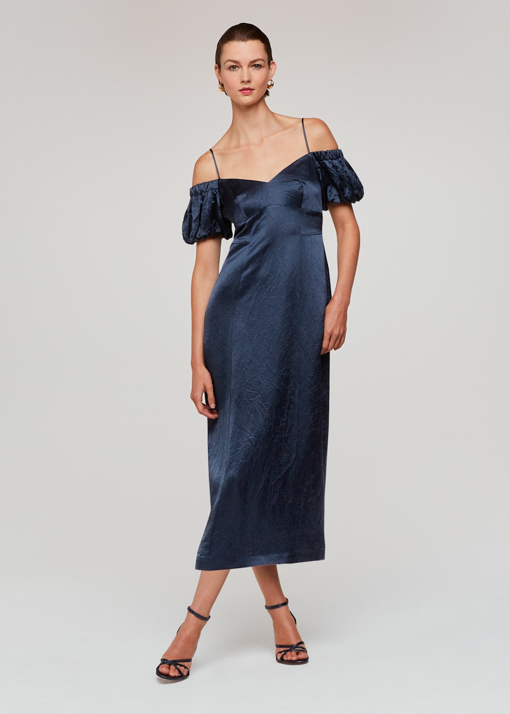 Navy bardot dress new arrivals