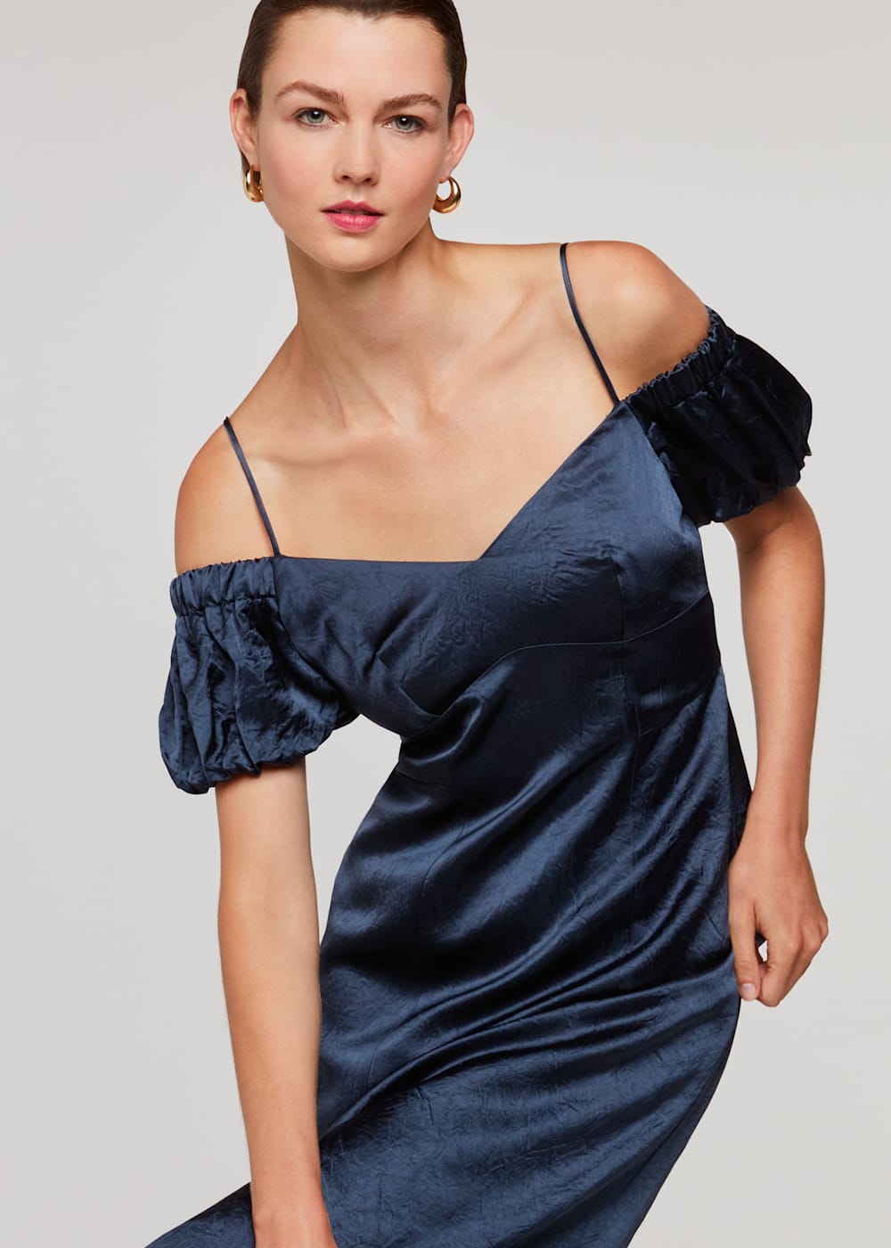 Navy bardot dresses on sale