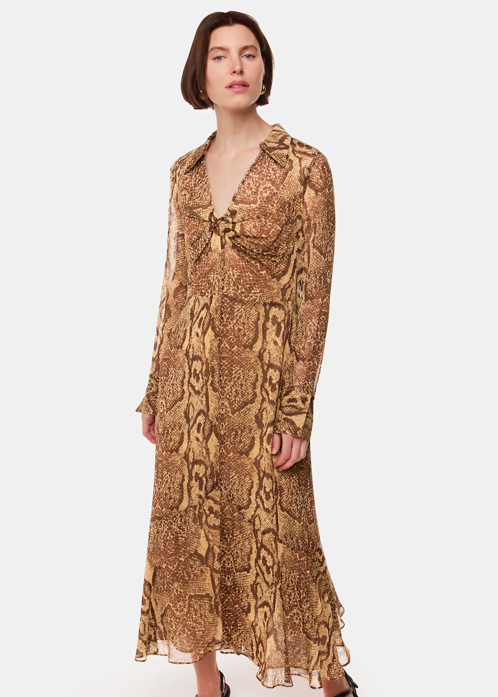 Whistles Serpent Print Midi Dress Snake Print Size 12