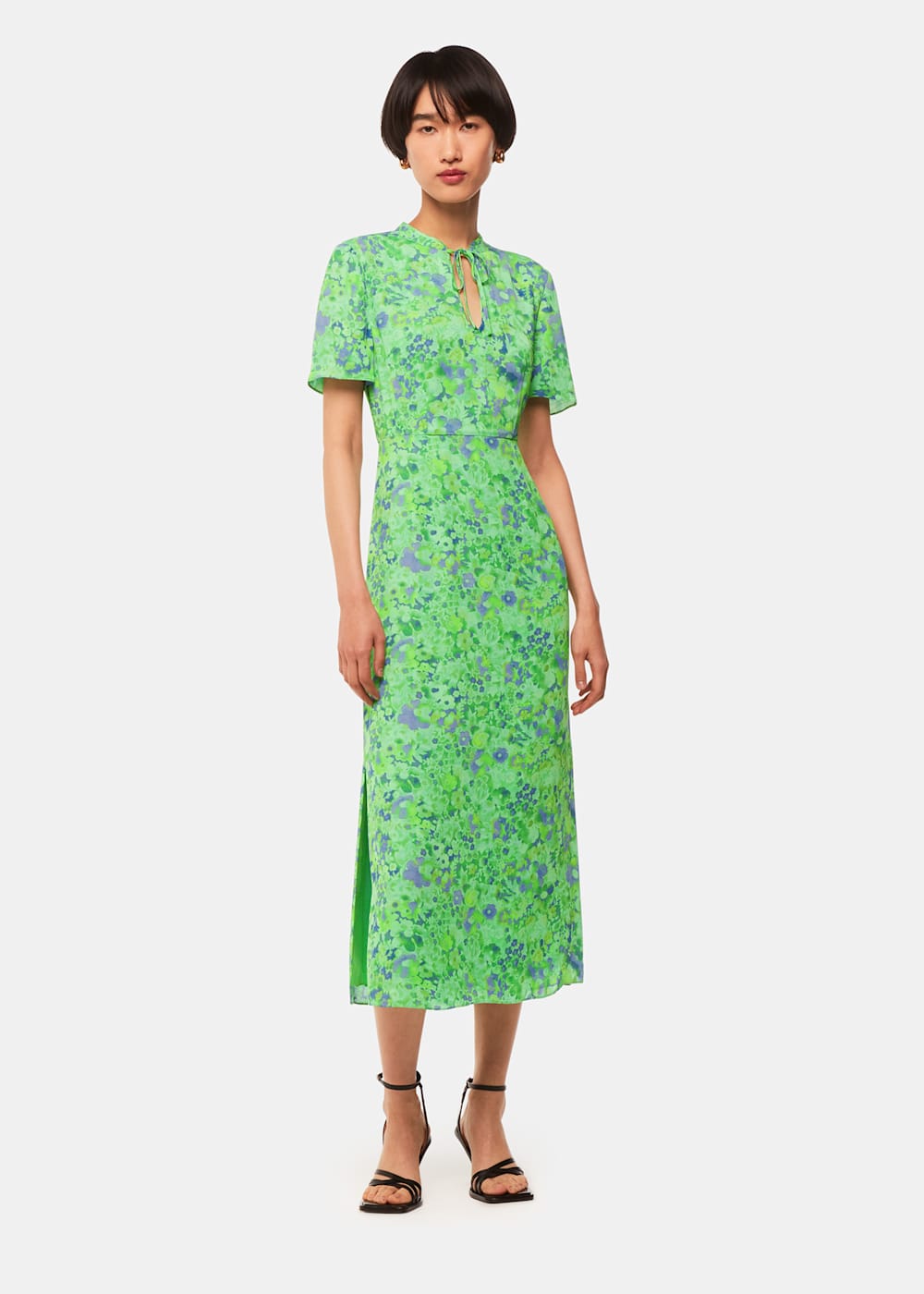 Green/Multi Lucid Floral Bonnie Dress | WHISTLES | Whistles UK |