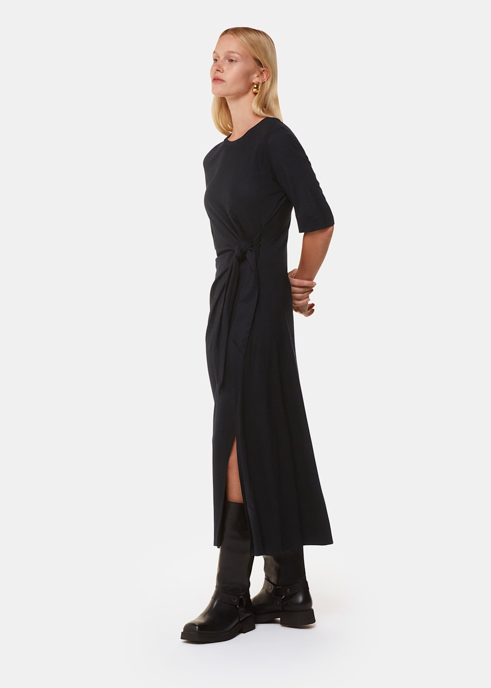 Black jersey work dress hotsell