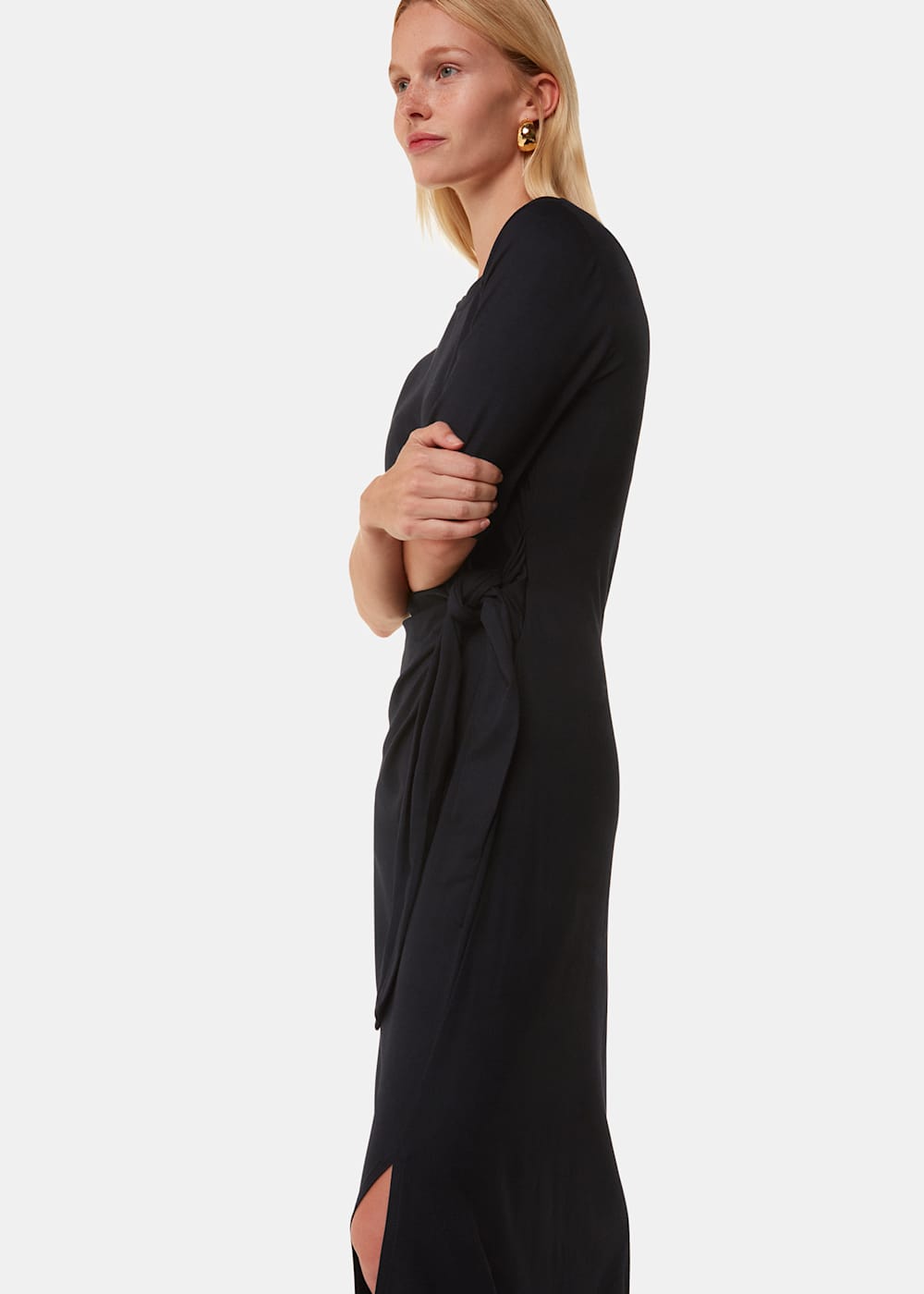 Black Twist Front Jersey Dress WHISTLES Whistles UK