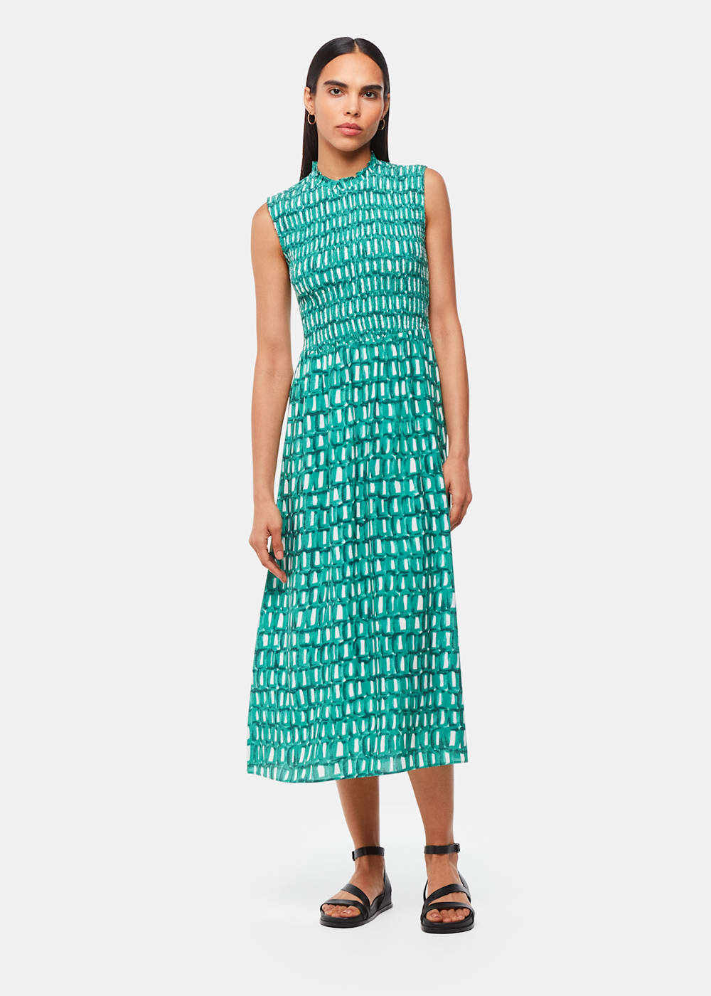 Green Multi Linked Smudge Heidi Dress WHISTLES Whistles UK