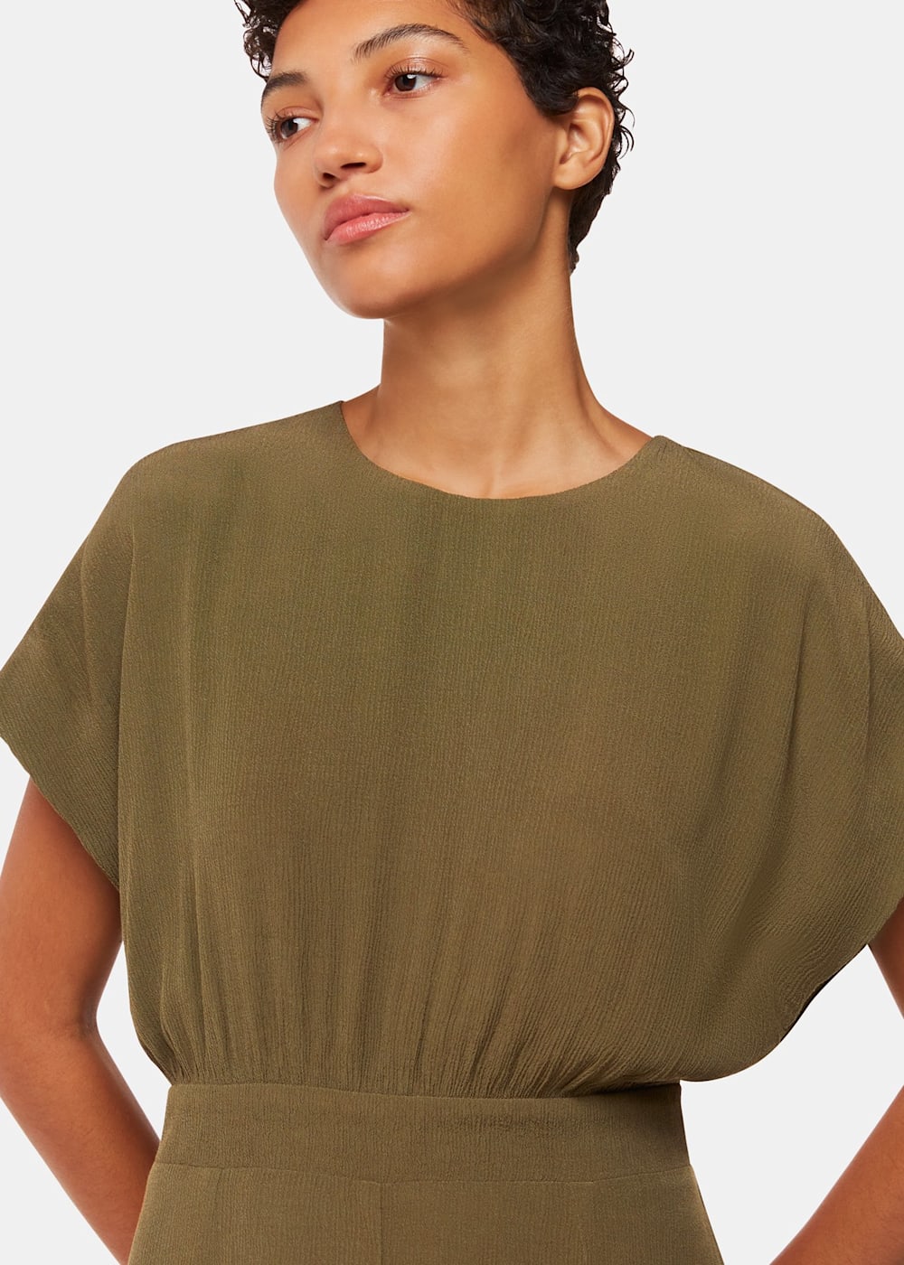 Button front pocket detail midi dress online