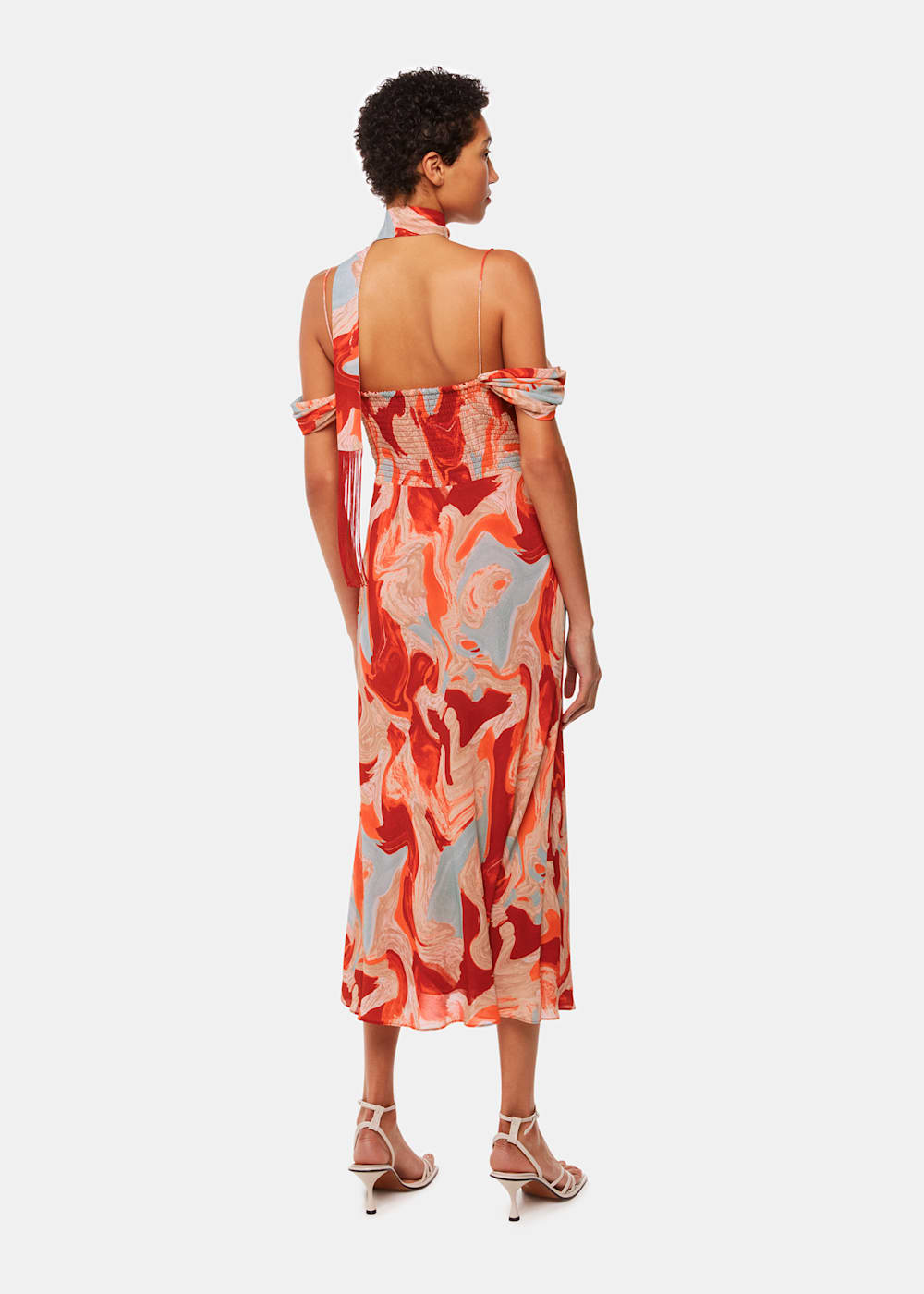 Red Multi Marble Print Dress WHISTLES Whistles UK