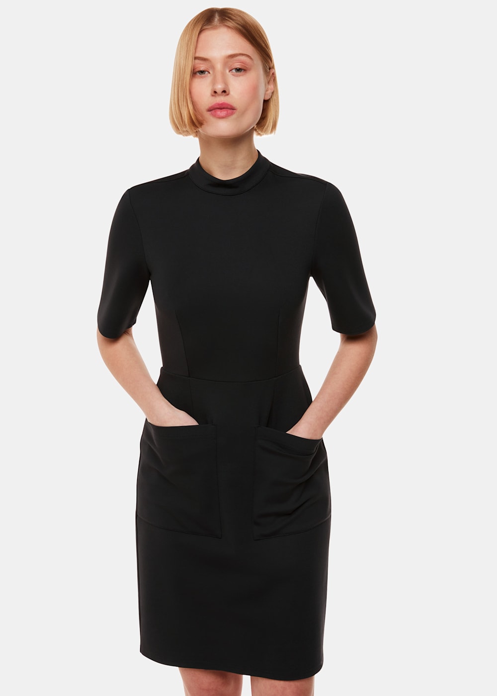 Black Alma Ponte Shift Dress WHISTLES Whistles UK