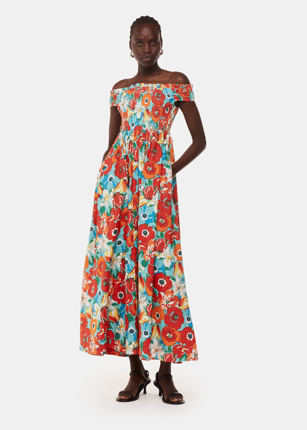 Floral bardot dress hotsell