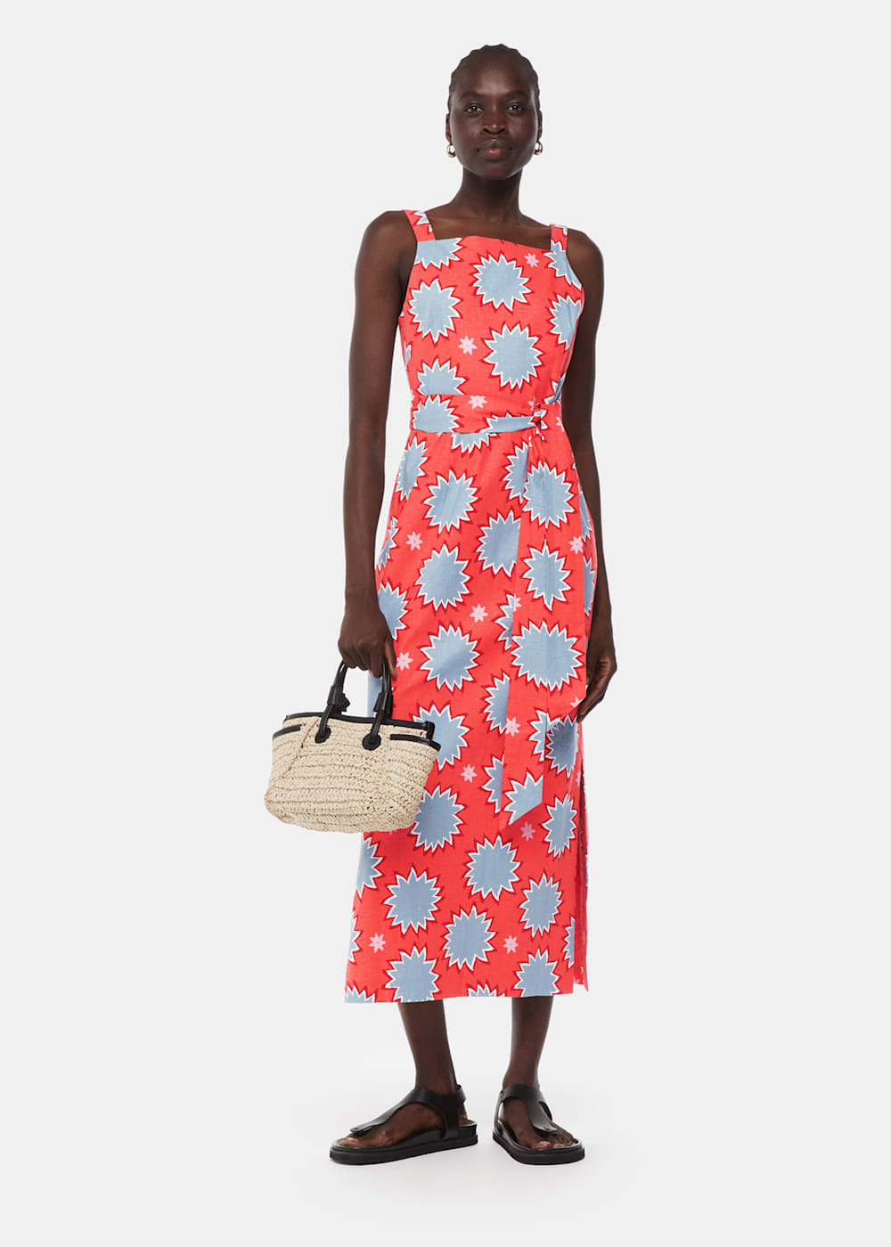 Coral print dress shop