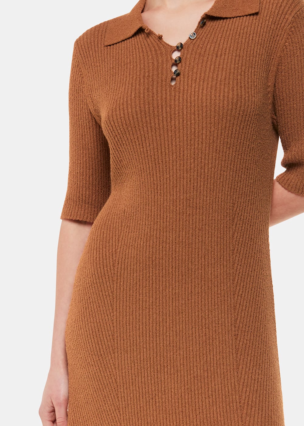Camel ribbed midi dress online