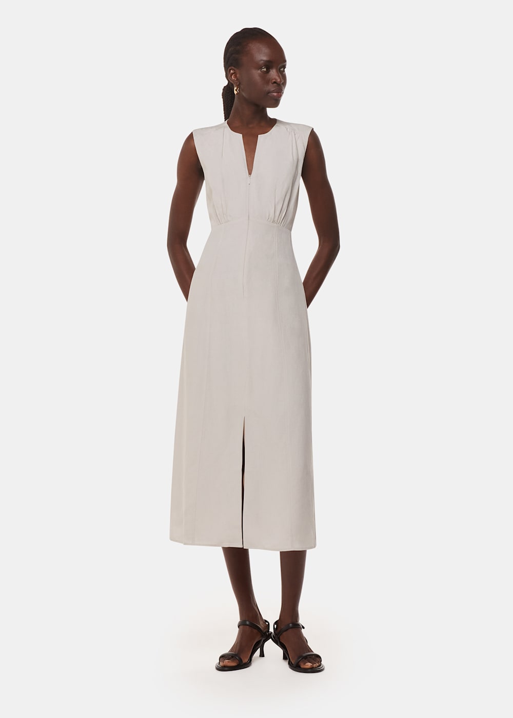 Linen blend midi dress store