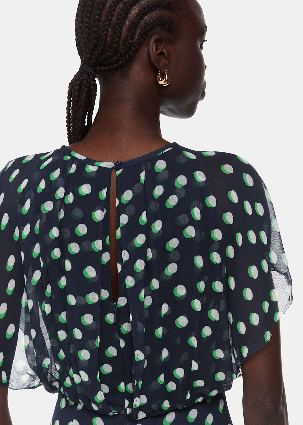 Navy Multi Moon Spot Print Midi Dress WHISTLES Whistles UK