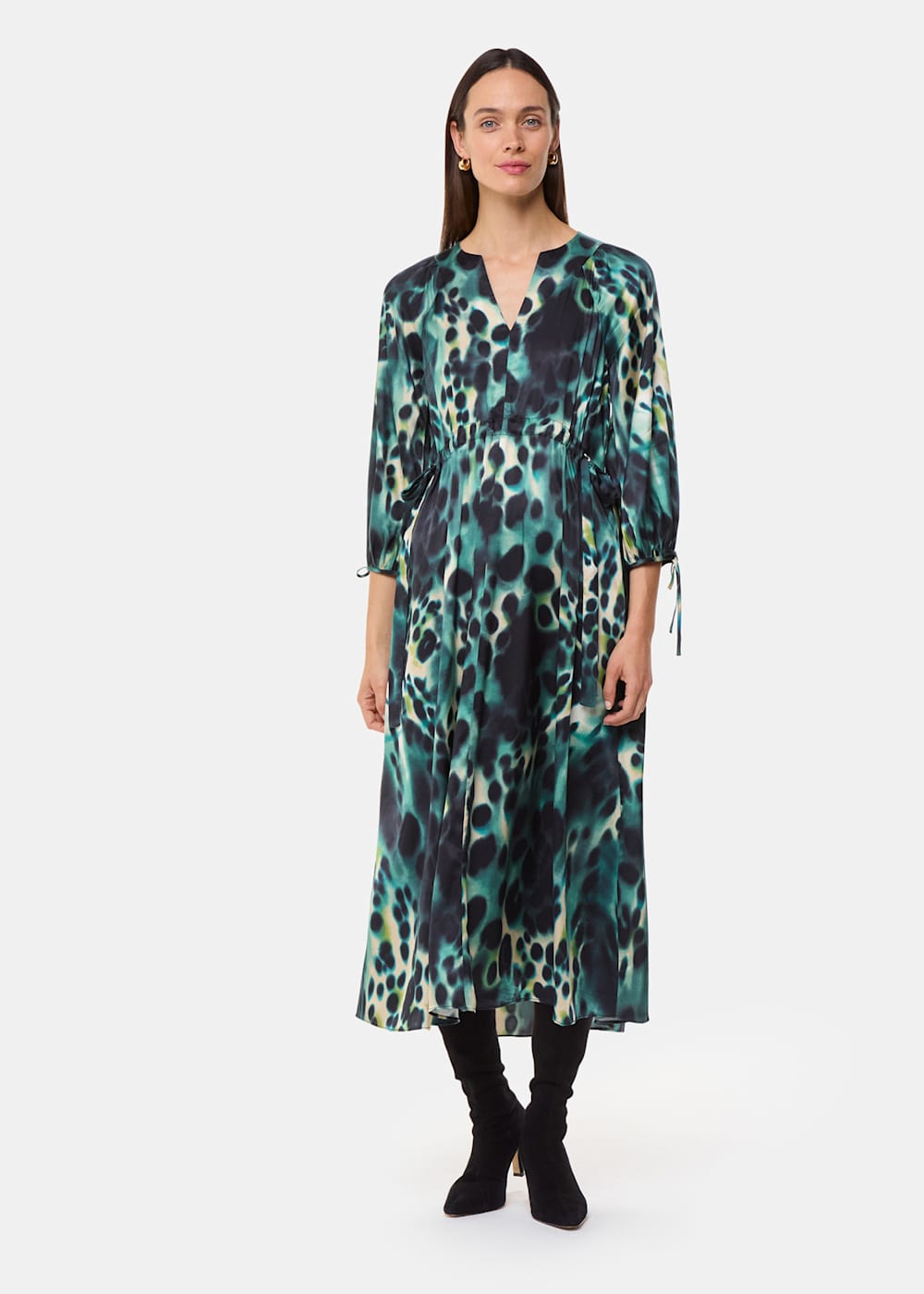 Green Multi Misty Leopard Print Dress WHISTLES Whistles ROW