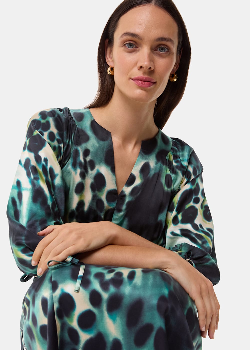 Green Multi Misty Leopard Print Dress WHISTLES Whistles ROW